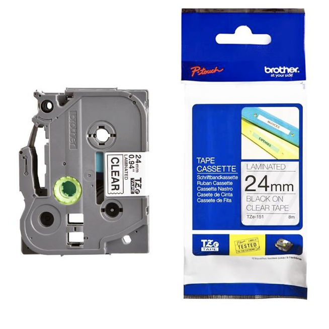 Brother Tape Cassette Black on Clear 24mm TZE-151